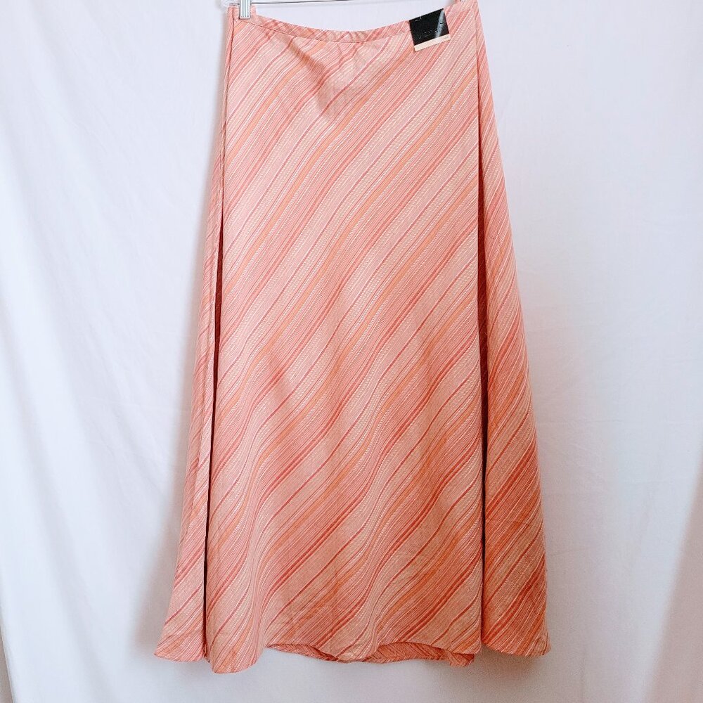 Lane Bryant Linen Blend Pink Striped Maxi Skirt Size 18/20